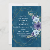 Invitation Mariage rose bleu bleu de la marine moderne (Devant)