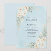 Invitation Mariage Rose Bleu Ciel (Devant / Derrière)
