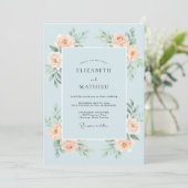 Invitation Mariage Rose Bleu Ciel de Style Impressionniste (Debout devant)