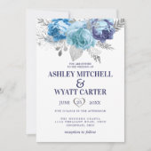 Invitation Mariage Rose Bleu Et Violet (Devant)