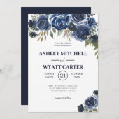 Invitation Mariage Rose bleu foncé (Devant / Derrière)
