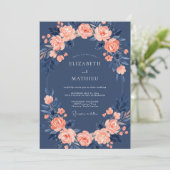 Invitation Mariage Rose Bleu Marine (Debout devant)