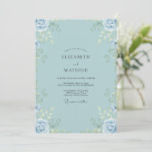 Invitation Mariage Rose Bleu Poudre (Debout devant)
