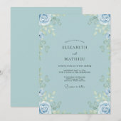 Invitation Mariage Rose Bleu Poudre (Devant / Derrière)