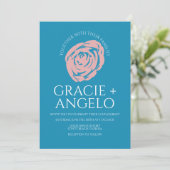Invitation Mariage Rose Bleu Rose Abstraite (Debout devant)