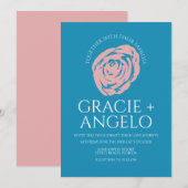 Invitation Mariage Rose Bleu Rose Abstraite (Devant / Derrière)