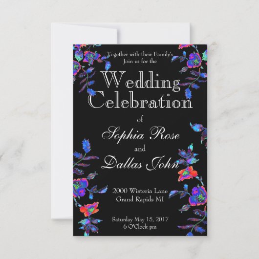 Invitation Mariage Rose bleu vintage (Devant)