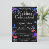 Invitation Mariage Rose bleu vintage (Debout devant)