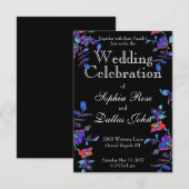 Invitation Mariage Rose bleu vintage (Devant / Derrière)