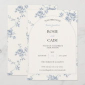 Invitation Mariage Rose Bleue (Devant / Derrière)