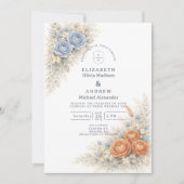 Invitation Mariage Rose Bleue Botanique (Devant)