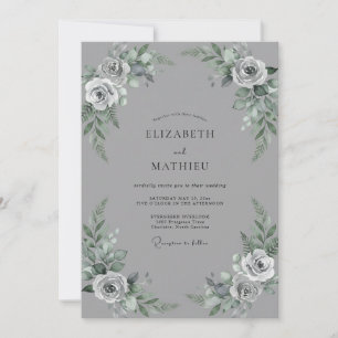 Invitation Mariage Rose Blush Gris Acier