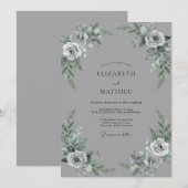 Invitation Mariage Rose Blush Gris Acier (Devant / Derrière)