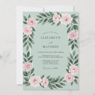 Invitation Mariage Rose Blush Menthe