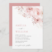 Invitation mariage rose boho moderne (Devant / Derrière)