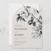 Invitation Mariage Rose botanique moderne (Devant)
