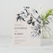 Invitation Mariage Rose botanique moderne (Debout devant)