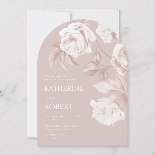 Invitation Mariage Rose botanique moderne (Devant)