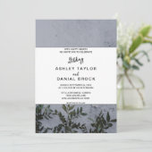 Invitation Mariage rose botanique rose et bleu Invit (Debout devant)