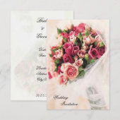 Invitation Mariage rose Bouquet (Devant / Derrière)