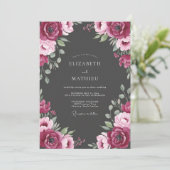Invitation Mariage Rose Bourgogne (Debout devant)