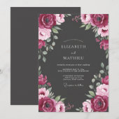 Invitation Mariage Rose Bourgogne (Devant / Derrière)