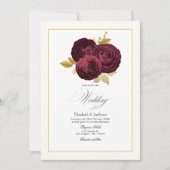 Invitation Mariage Rose Bourgogne et Or (Devant)