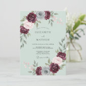 Invitation Mariage Rose Bourguignon Seduisant (Debout devant)
