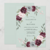 Invitation Mariage Rose Bourguignon Seduisant (Devant / Derrière)