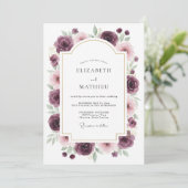 Invitation Mariage Rose Bourguignonne Raffinée (Debout devant)