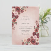 Invitation Mariage Rose Bourguignonne Rosée (Debout devant)