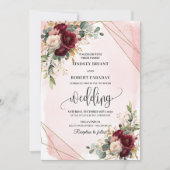 Invitation Mariage Rose brillant Boho Deep Red (Devant)