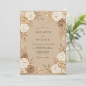 Invitation Mariage Rose Bronze Champagne (Debout devant)