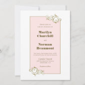 Invitation Mariage rose cadre doré moderne (Devant)