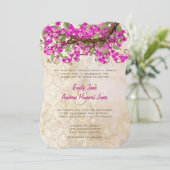 Invitation Mariage rose Cerisier Fleur Thé Tige Invite (Debout devant)