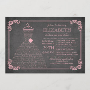 Invitation Mariage rose Chalkboard moderne Fête de l'mariée