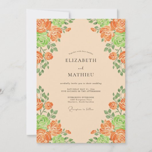 Invitation Mariage Rose Champagne Abricot (Devant)