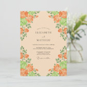 Invitation Mariage Rose Champagne Abricot (Debout devant)