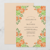 Invitation Mariage Rose Champagne Abricot (Devant / Derrière)
