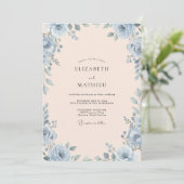 Invitation Mariage Rose Champagne Acier (Debout devant)