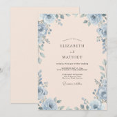 Invitation Mariage Rose Champagne Acier (Devant / Derrière)