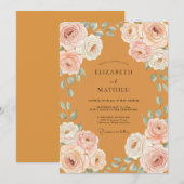 Invitation Mariage Rose Champagne Ambre (Devant / Derrière)