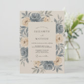Invitation Mariage Rose Champagne Ardoise (Debout devant)