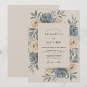 Invitation Mariage Rose Champagne Ardoise (Devant / Derrière)