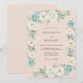 Invitation Mariage Rose Champagne Céleste (Devant / Derrière)