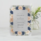 Invitation Mariage Rose Champagne Indigo (Debout devant)