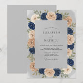 Invitation Mariage Rose Champagne Indigo (Devant / Derrière)