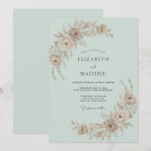 Invitation Mariage Rose Champagne Menthe (Devant / Derrière)