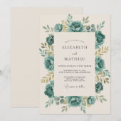 Invitation Mariage Rose Champagne Mousse de Mer (Devant / Derrière)