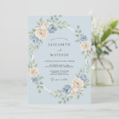 Invitation Mariage Rose Champagne Pervenche (Debout devant)